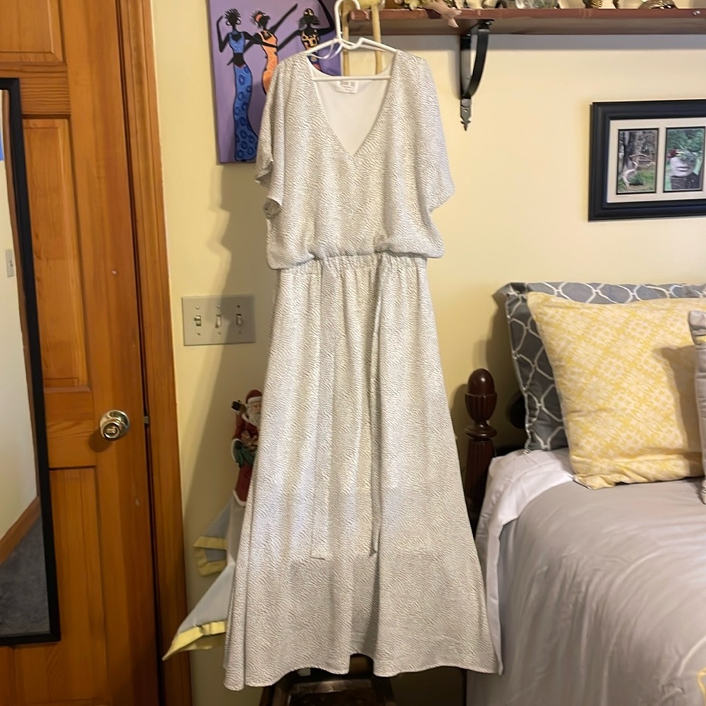 Ladies dress white with polka dots size M